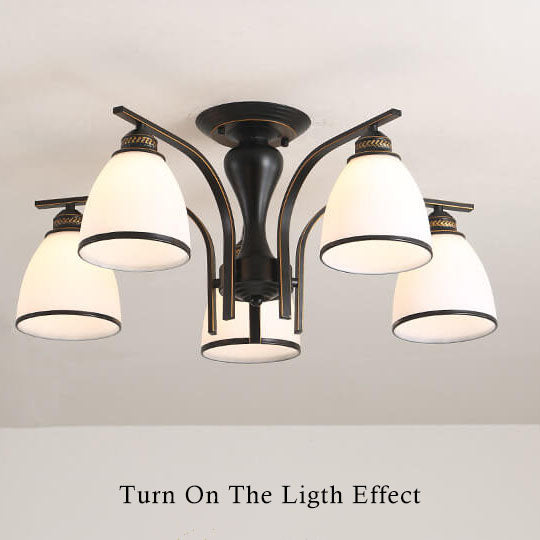 Vintage Bell Shade Semi-Flush Ceiling Light