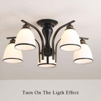 Vintage Bell Shade Semi-Flush Ceiling Light