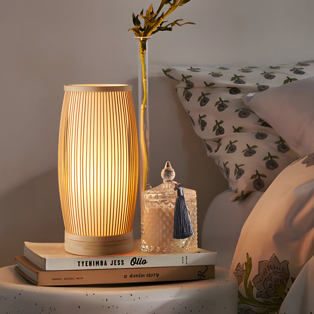 Japanese Lantern Bamboo LED Table Lamp-Lighom
