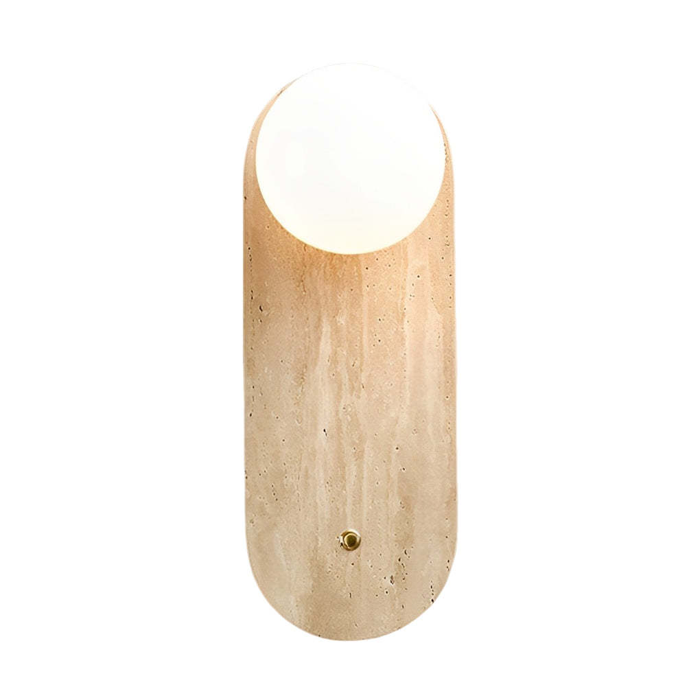 Round Long Yellow Travertine LED Wabi-sabi Japanese Style Wall Lights Fixture-Lighom