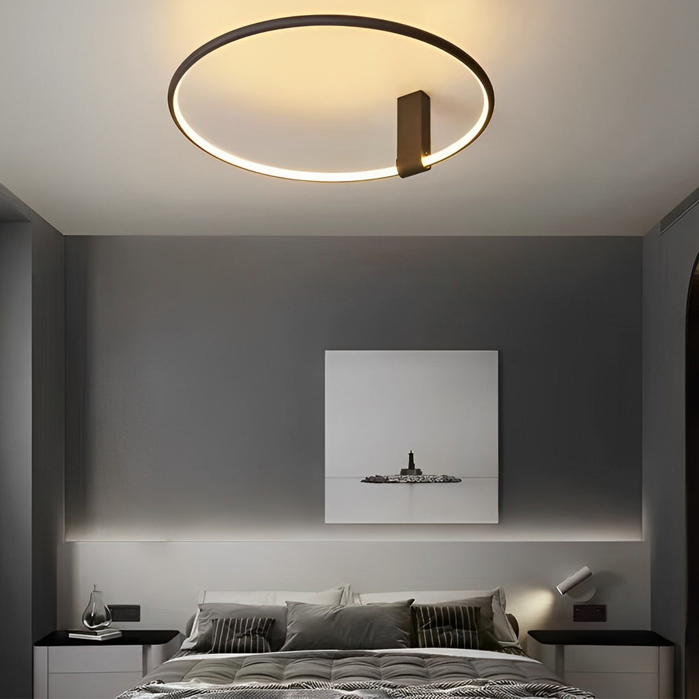 Lighom modern black semi-flush mount light in synthetic — 16" Diameter
