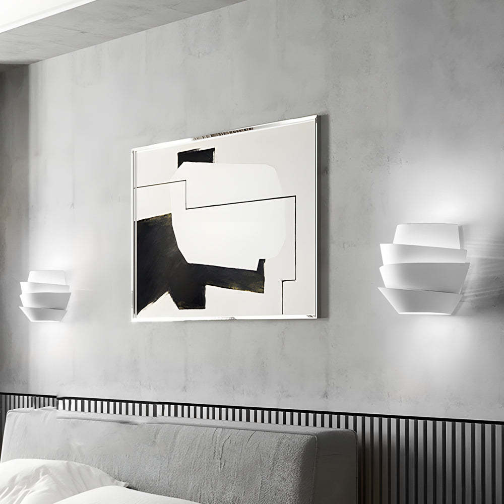 Minimalist Half-Cylinder Iron 2-Light White Wall Sconce