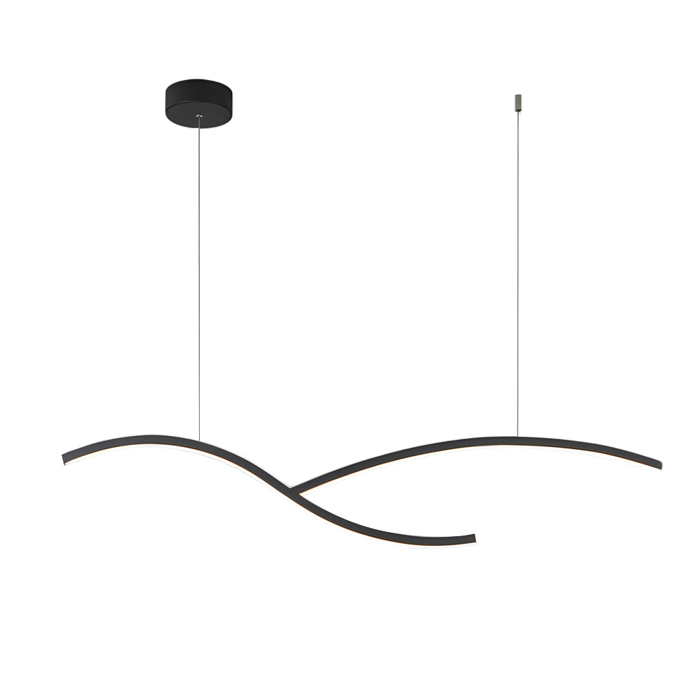 Black White Wave Linear LED Pendant
