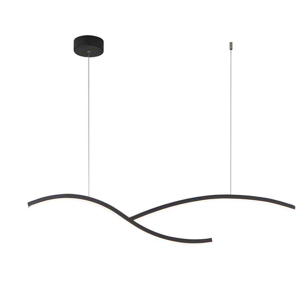 Black White Wave Linear LED Pendant