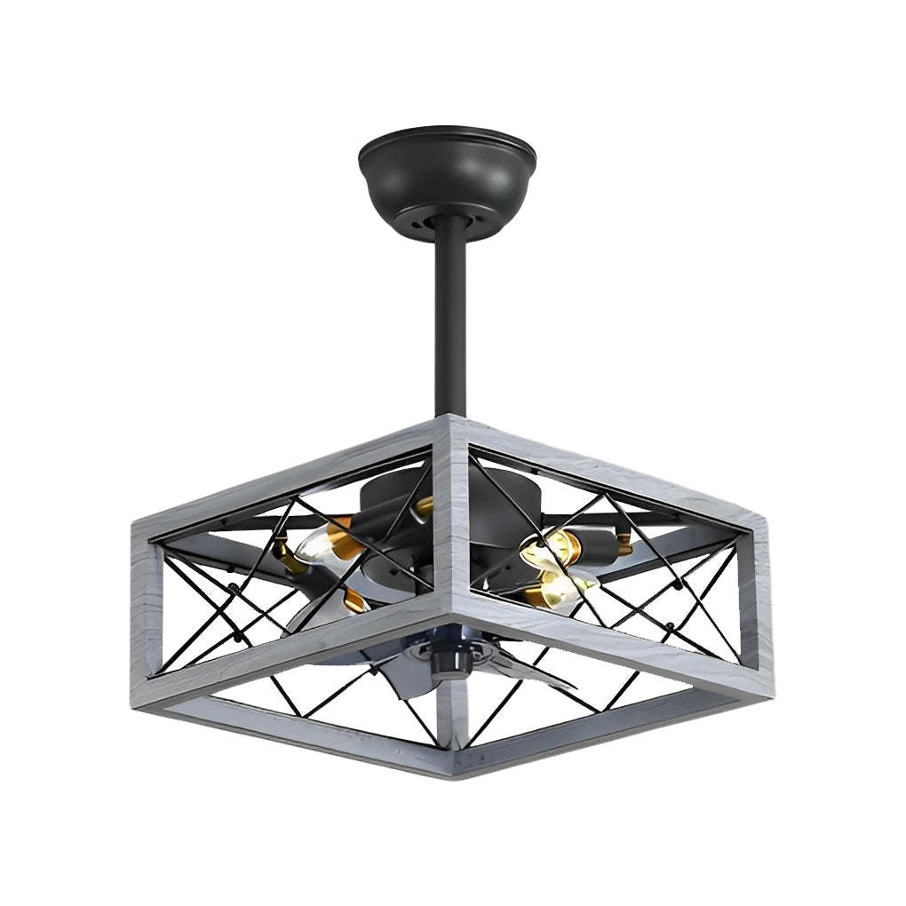 Retro 3-Step Dimming LED Mute Remote Fan