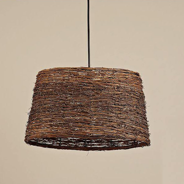 Retro Rattan Woven Dome Pendant Light