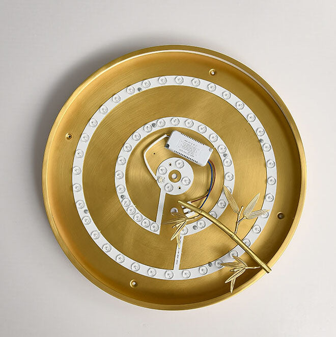 Modern Round Bamboo Pattern LED Flush Mount Light