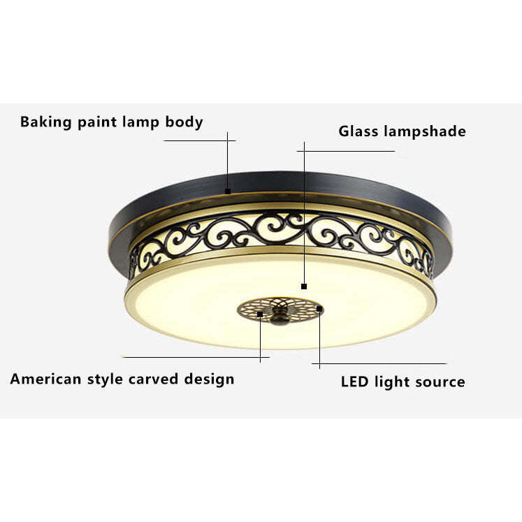 Vintage Circle Patterned Iron LED Flush Ceiling Light — Black - 11.81'' / White Light (5000K) / 220V-240V For UK/AU