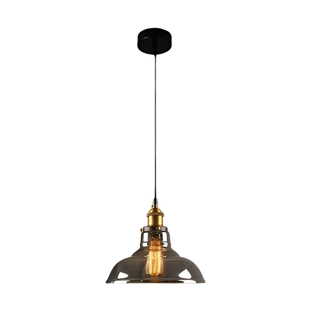Retro Glass Smoke Gray Industrial Pendant