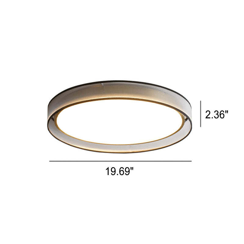 Nordic Round Fabric Brass Acrylic LED Flush Mount Light