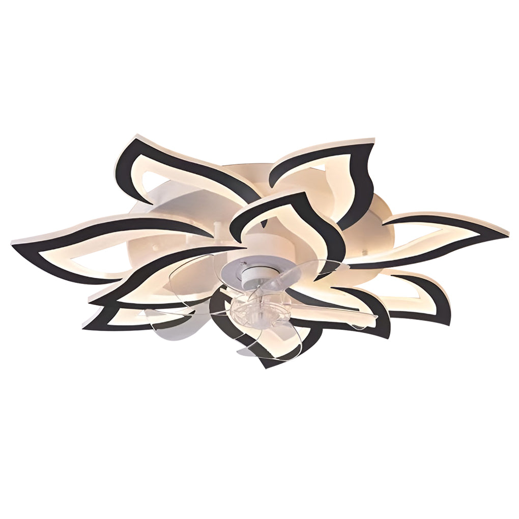 Modern 3-step flower black synthetic metal acrylic ceiling fans