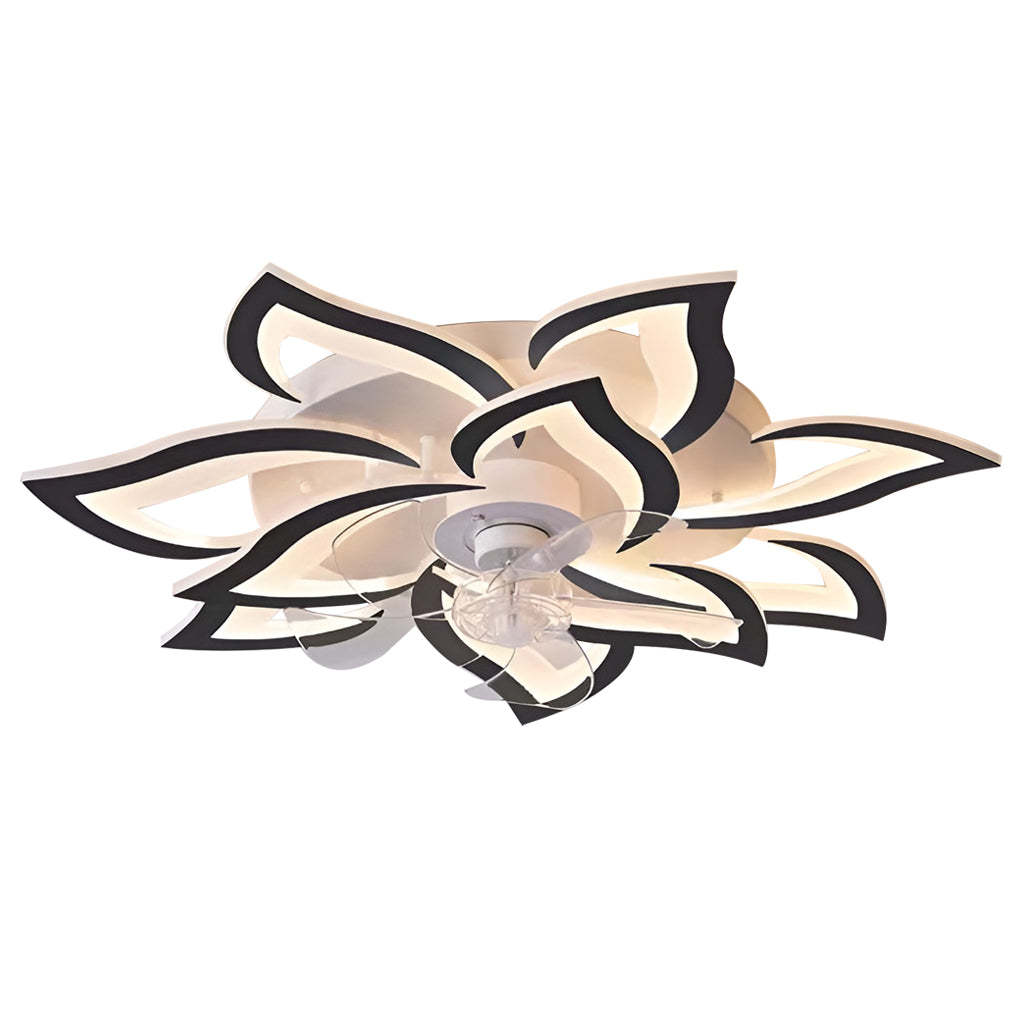 Modern 3-step flower black synthetic metal acrylic ceiling fans