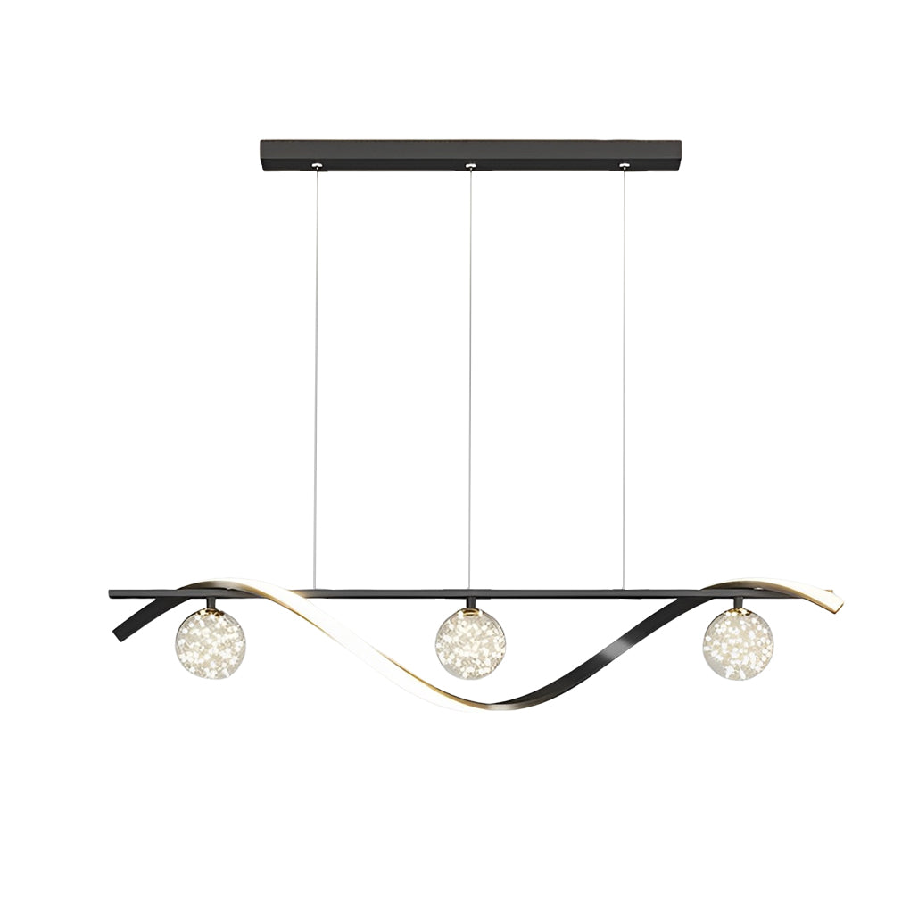 Long Wave Glass Ball 3-Step Dimming Nordic Dining Chandelier