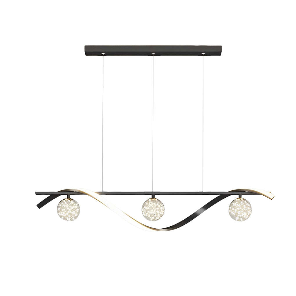 Long Wave Glass Ball 3-Step Dimming Nordic Dining Chandelier