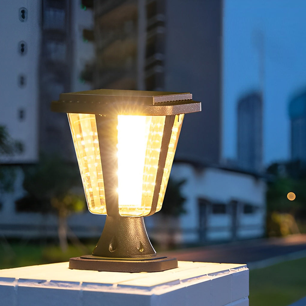 Modern light-control sensor black outdoor post lights in metal — Set of 2