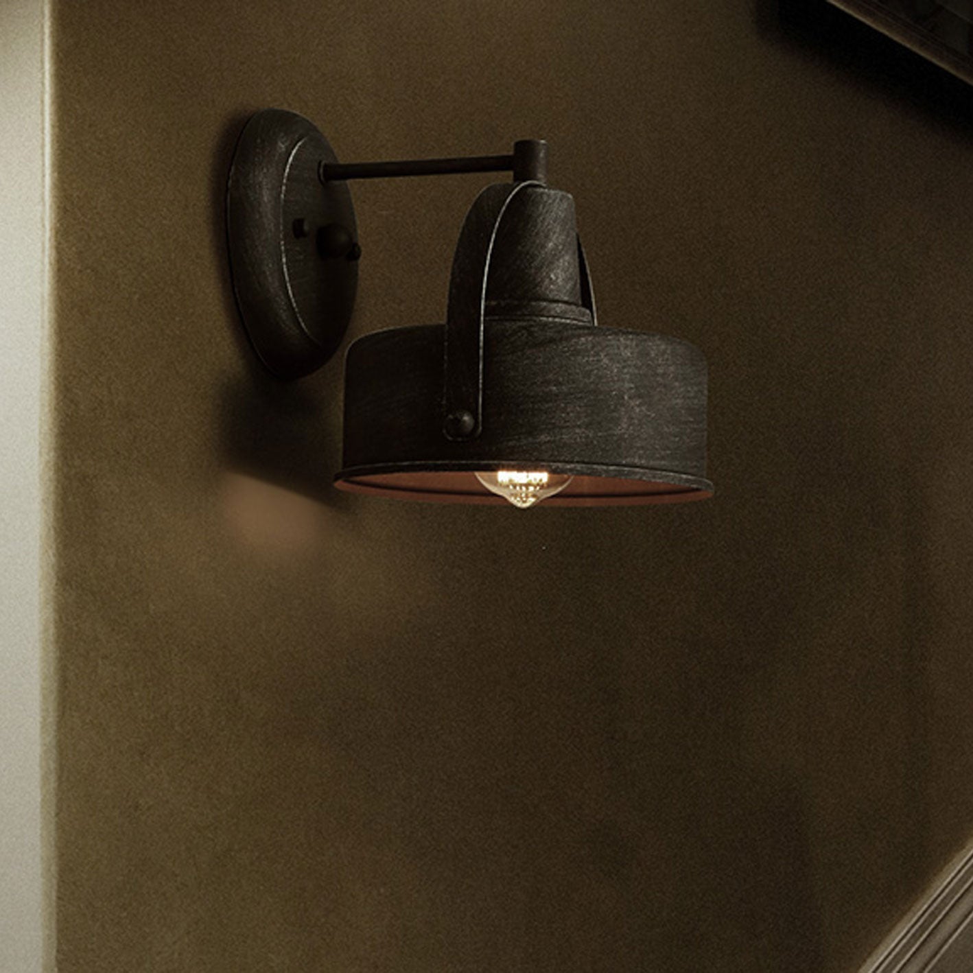 Vintage Industrial Aged Dome Cage Outdoor Wall Sconce