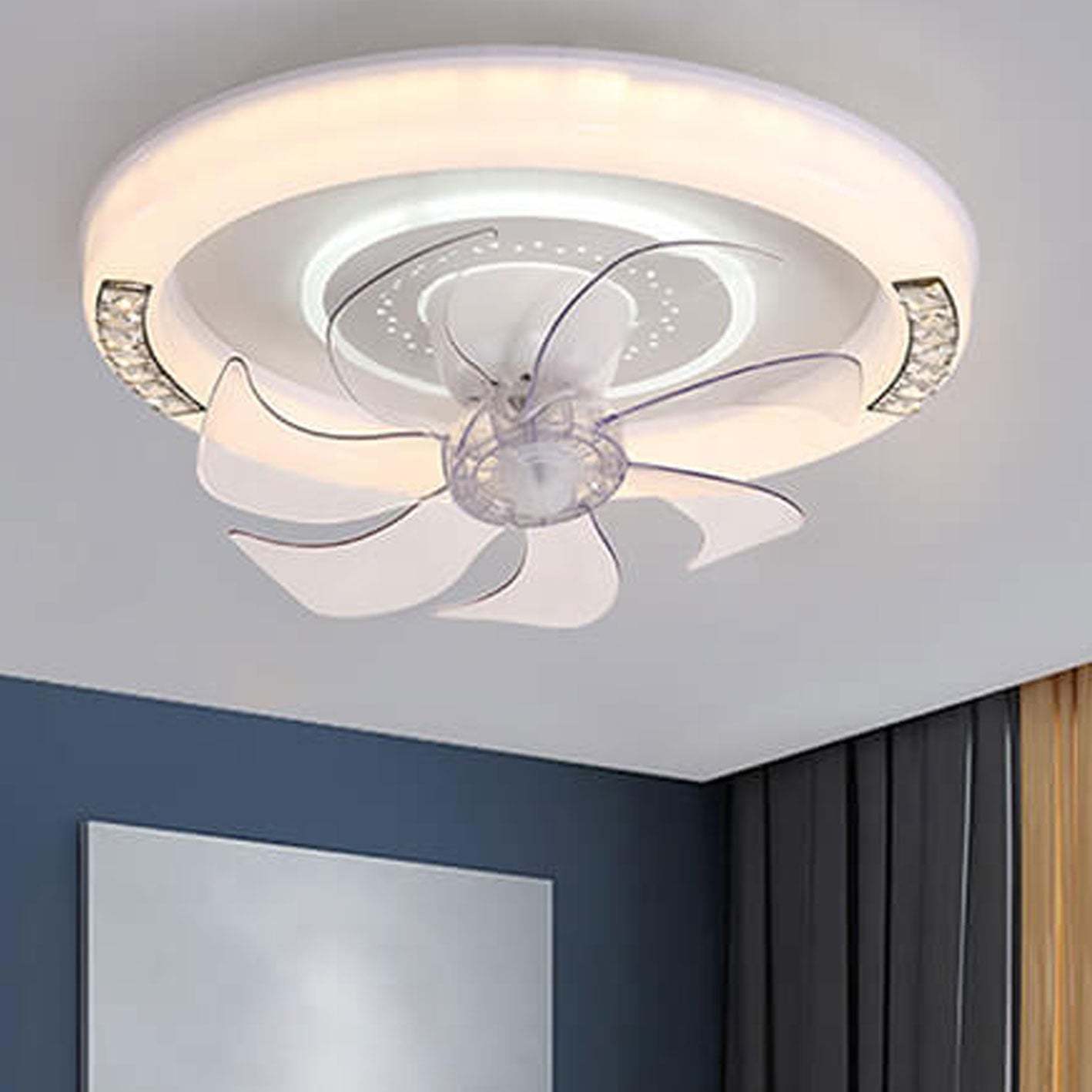 Minimalist Acrylic Round Smart LED Flush Mount Fan Light