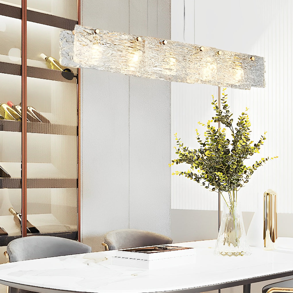 Minimalist long strip glass metal iron pendant lighting