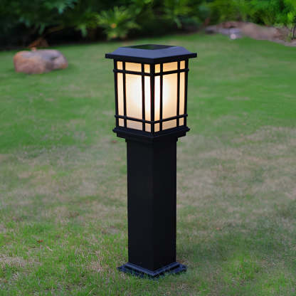 Waterproof Outdoor Three Step Dimming Black Modern Solar Path Lights-Lighom