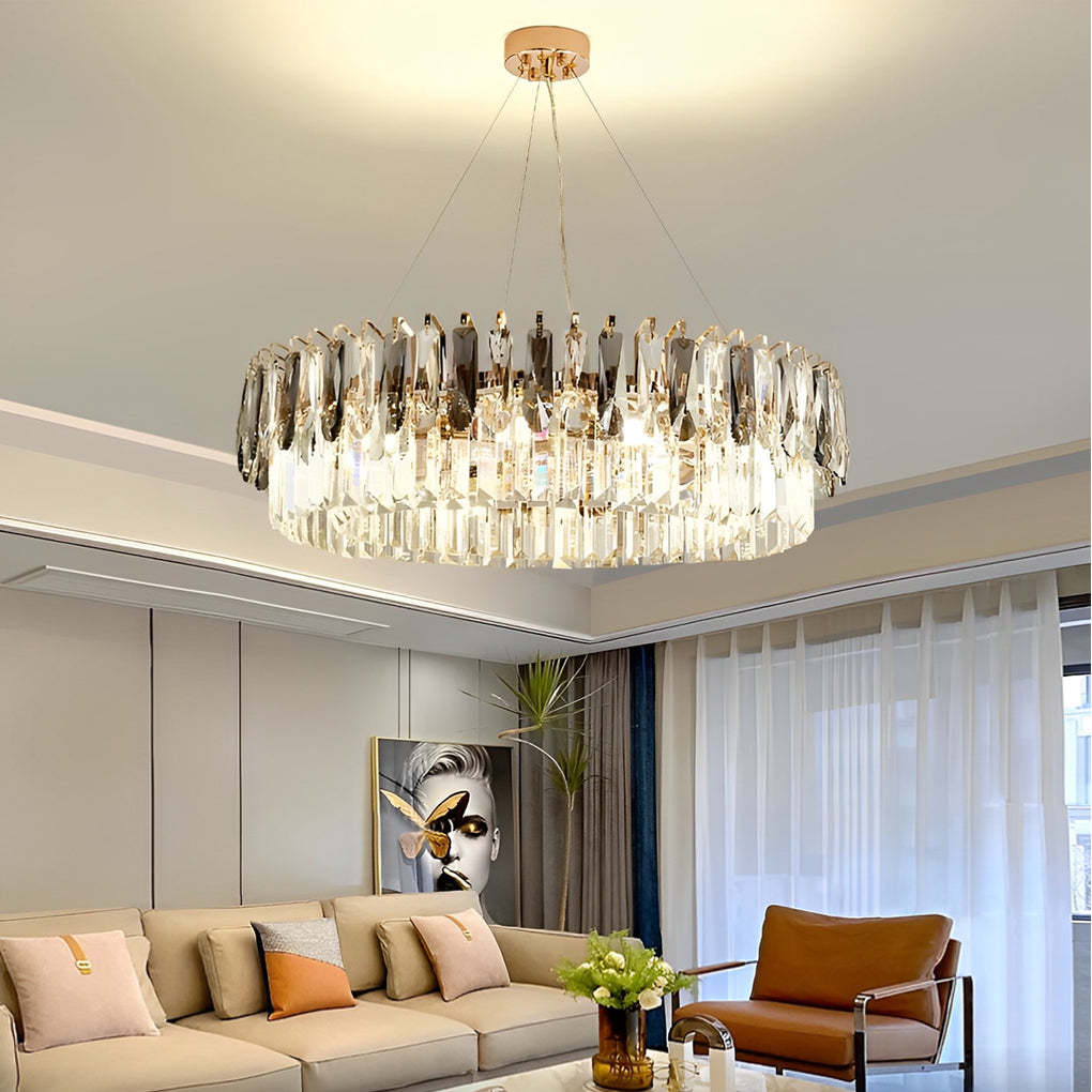 Plated layer crystal chandeliers for living room or office — 31" Diameter