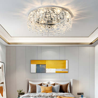 Round Crystal Tassel Modern Ceiling Lamp — 23.6''