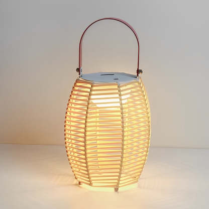 Portable Rattan Lantern LED Solar Outdoor Floor Lamp
