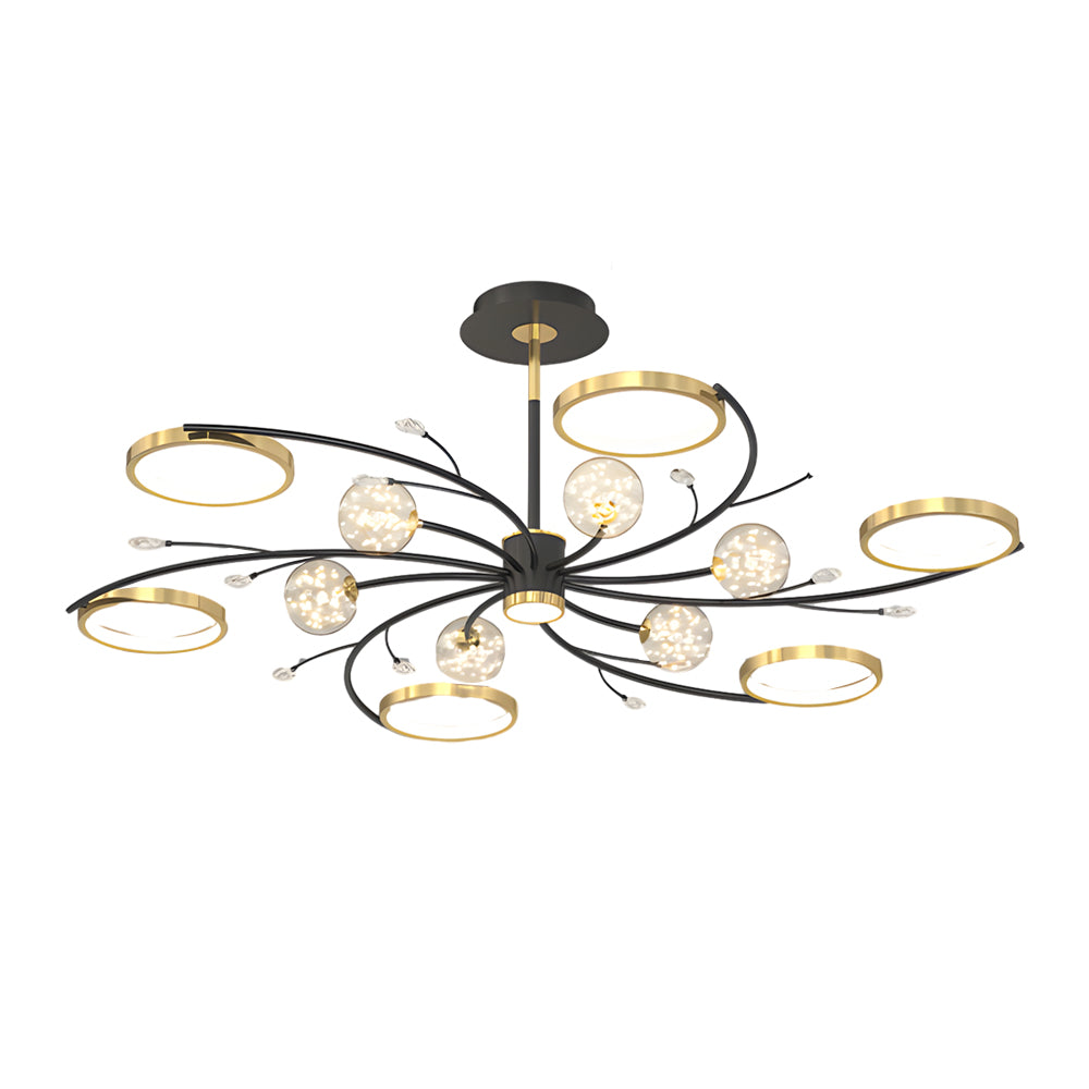 Star Ring Flower Branch Crystal Modern Ceiling Light