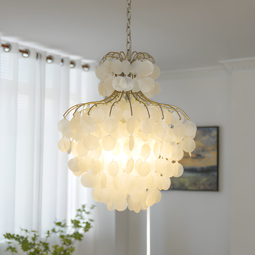 Tiered Capiz Shell French Style Chandelier