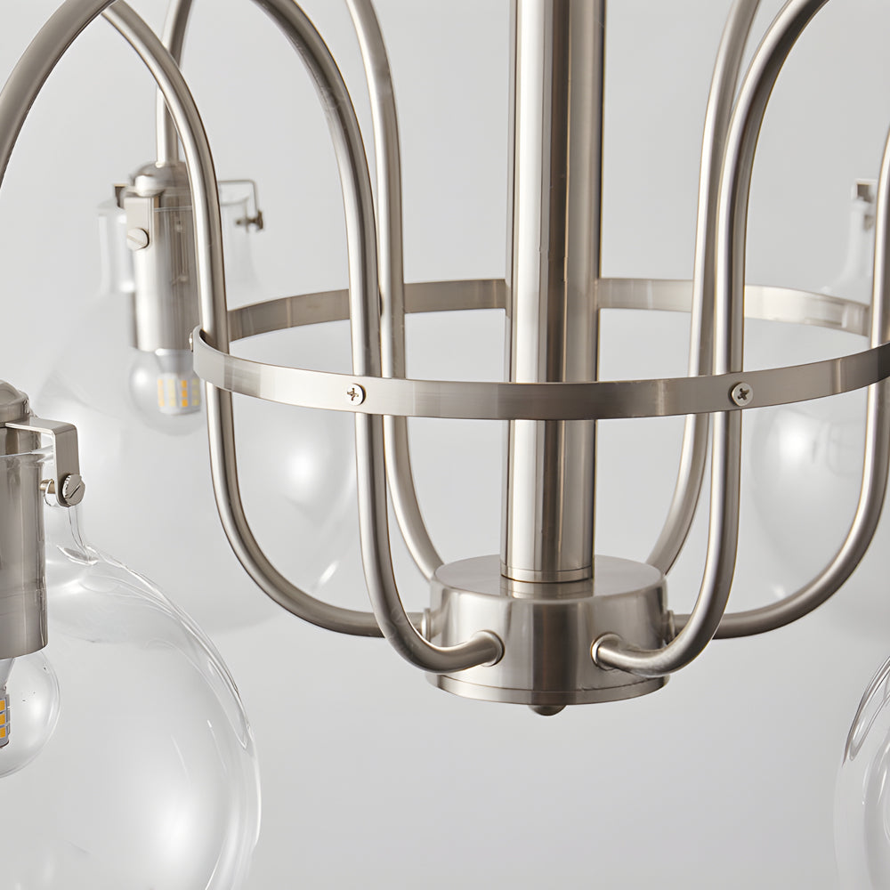 Glass Globe Indoor Nickel Chandelier