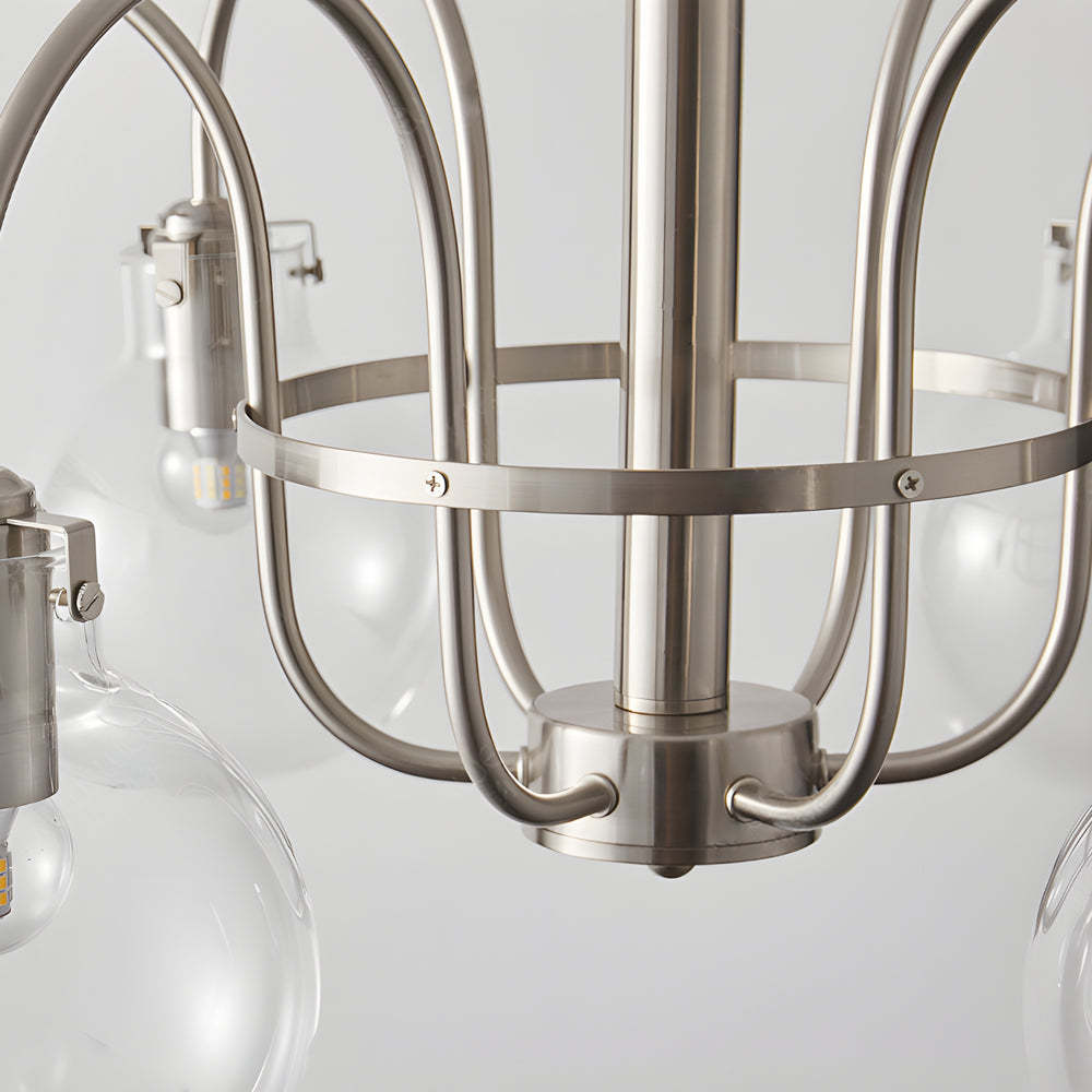 Glass Globe Indoor Nickel Chandelier