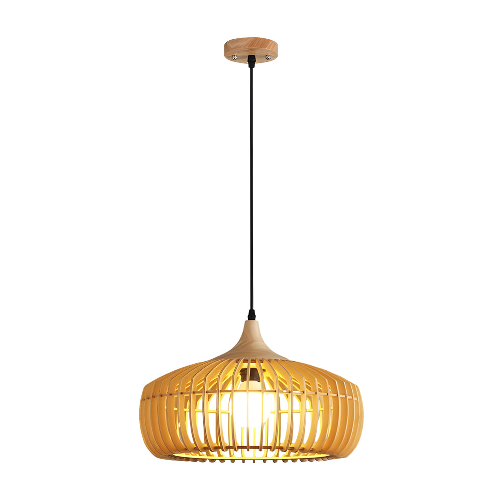 Japanese Wood Cage Pendant Light