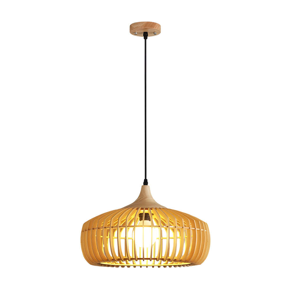 Japanese Wood Cage Pendant Light
