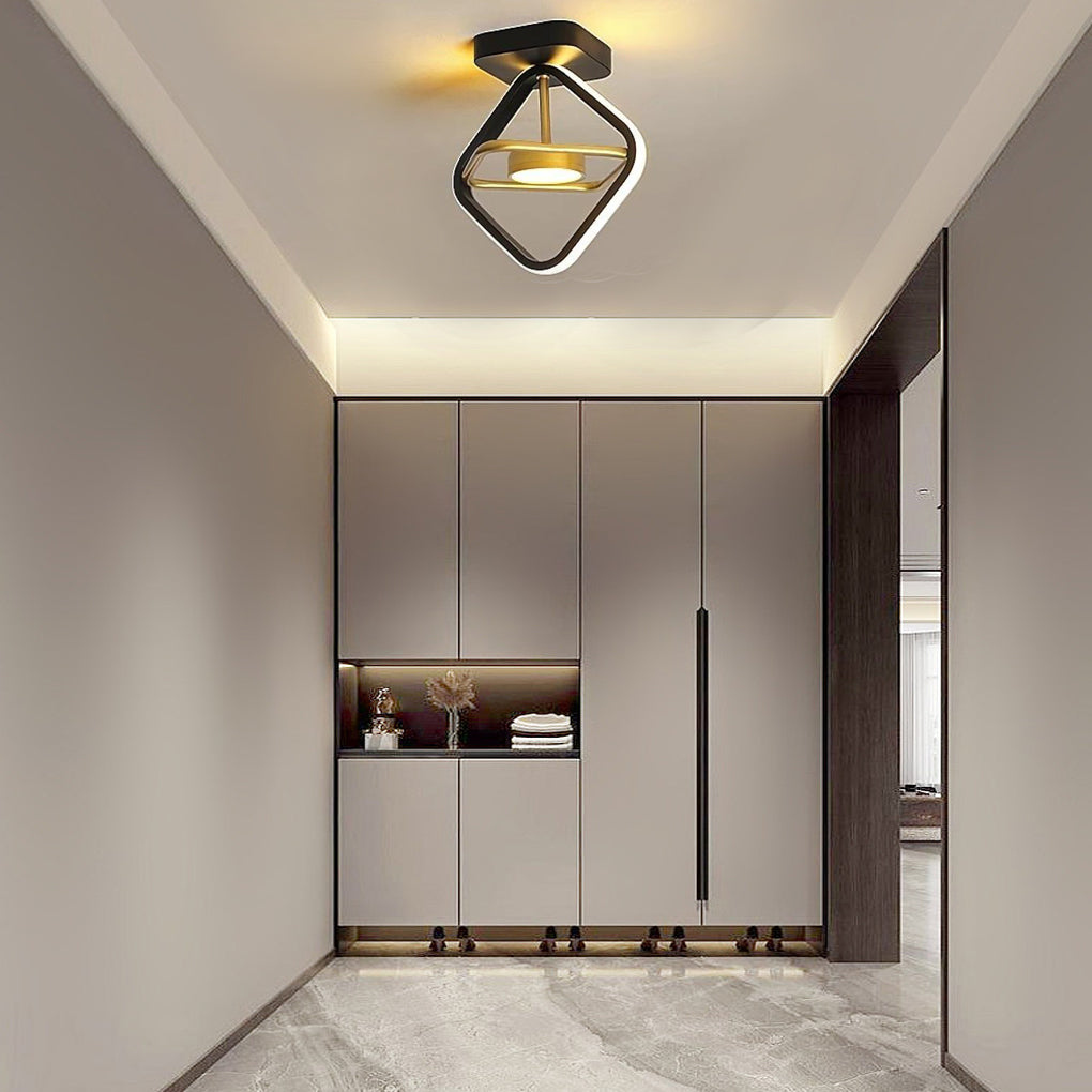 Circle Square Dimmable LED Modern Entry Ceiling Light Flush Mount Lighting-Lighom