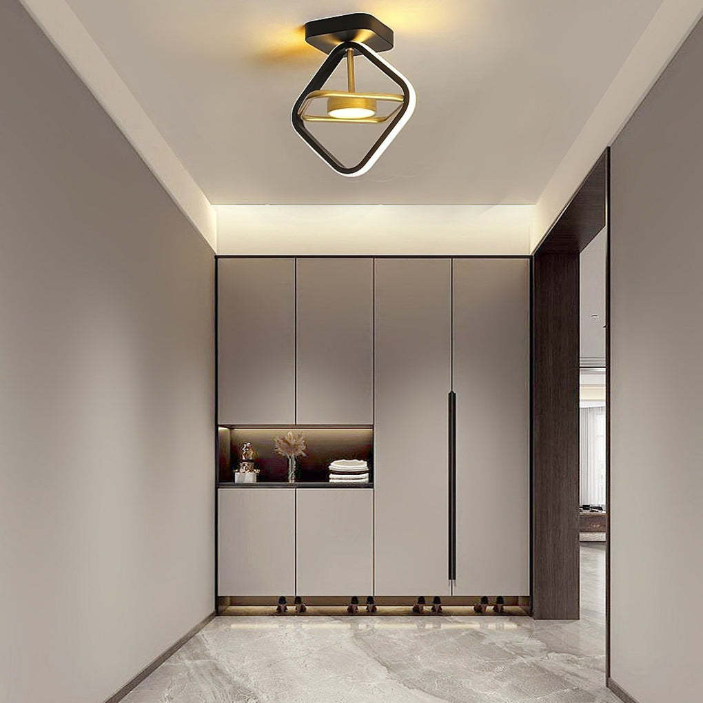 Circle Square Dimmable LED Modern Entry Ceiling Light Flush Mount Lighting-Lighom