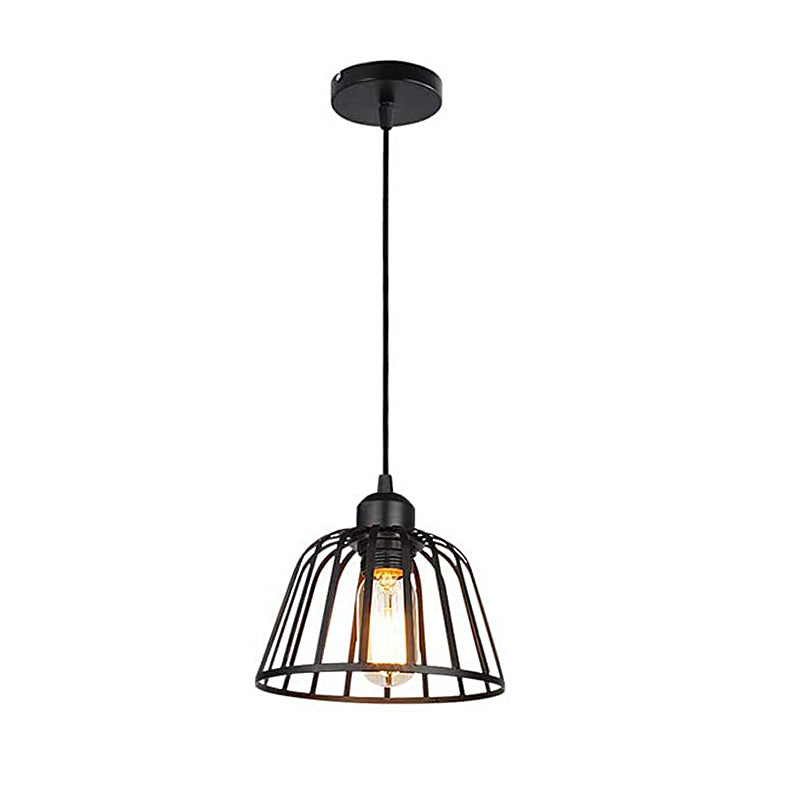 1/3-Light Black Iron Cage LED Industrial Retro Chandelier