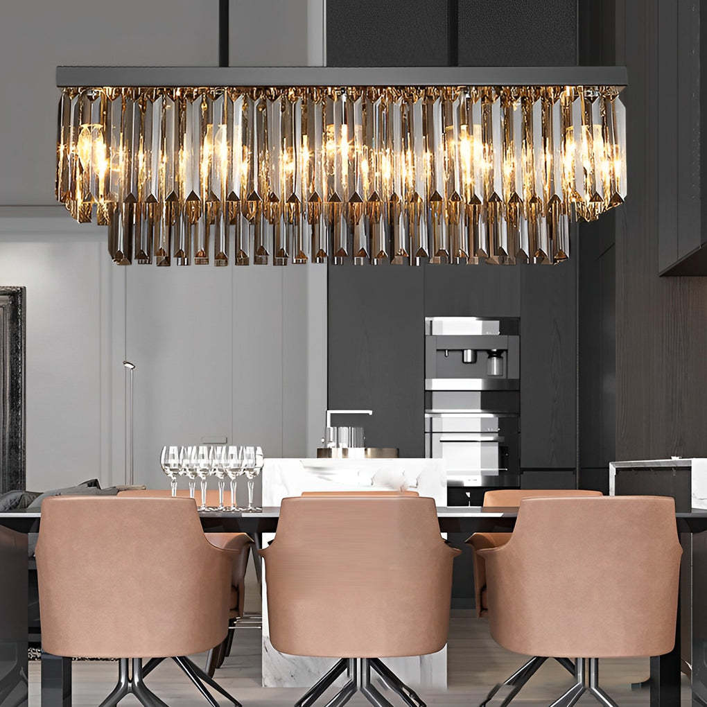Crystal Dimmable Smoke Gray Modern Chandelier