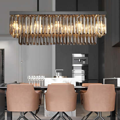 Crystal Dimmable Smoke Gray Modern Chandelier