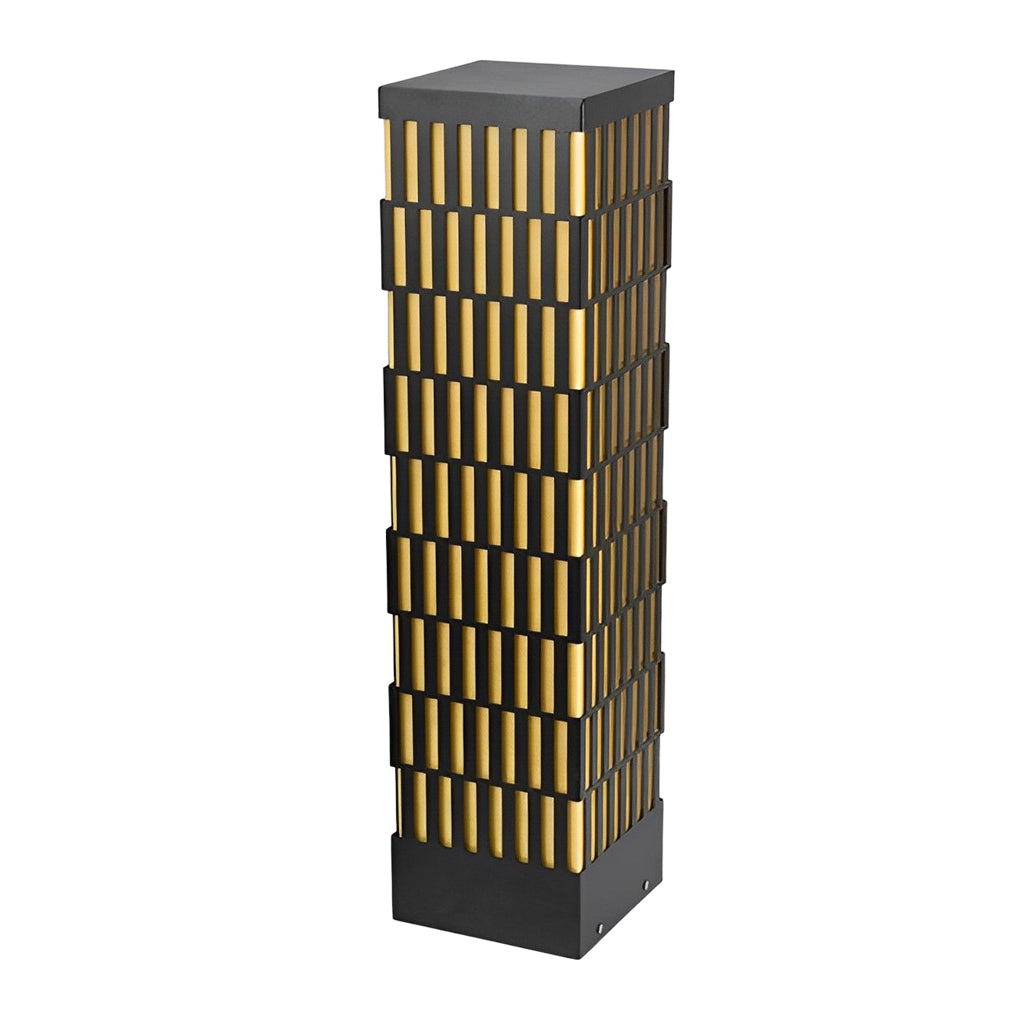 Retro Grid Designed Waterproof LED Black Modern Lawn Lamp Outdoor Lighting-Lighom
