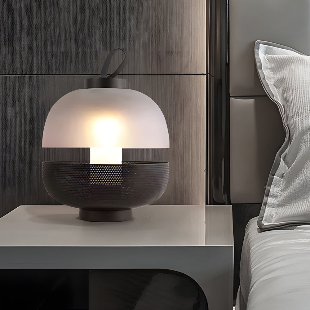 11" Mesh Metal Frosted Glass LED Table Lamp