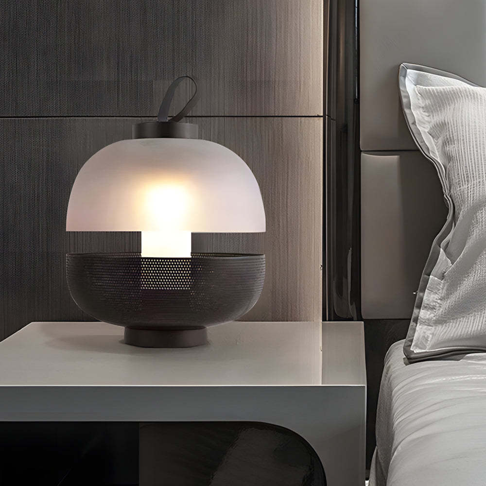 11" Mesh Metal Frosted Glass LED Table Lamp