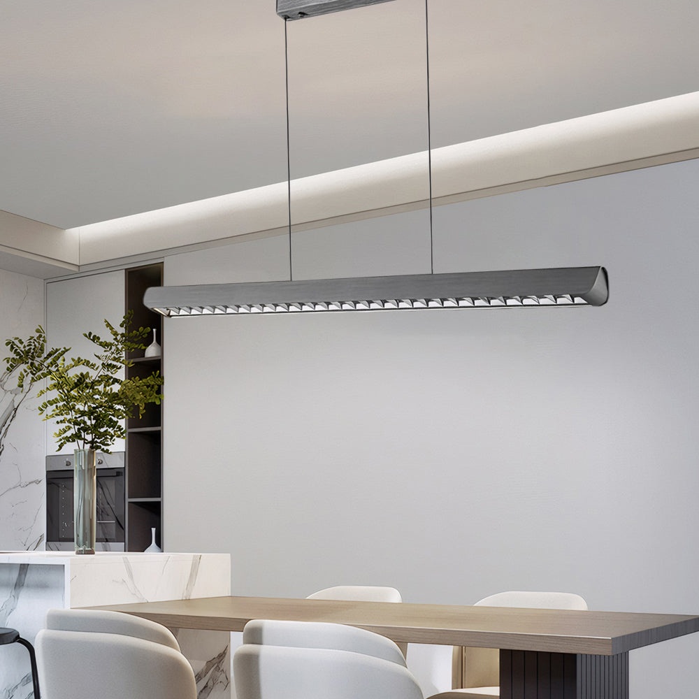Long Linear Brushed Aluminum LED Island Pendant