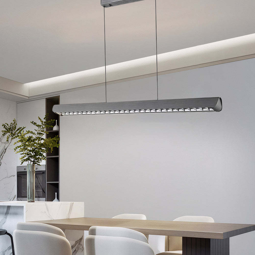 Long Linear Brushed Aluminum LED Island Pendant