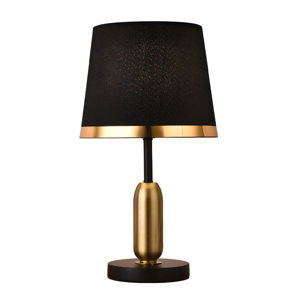 Vintage White/Black and Mid-Century Modern Brass Table Lamp-Lighom
