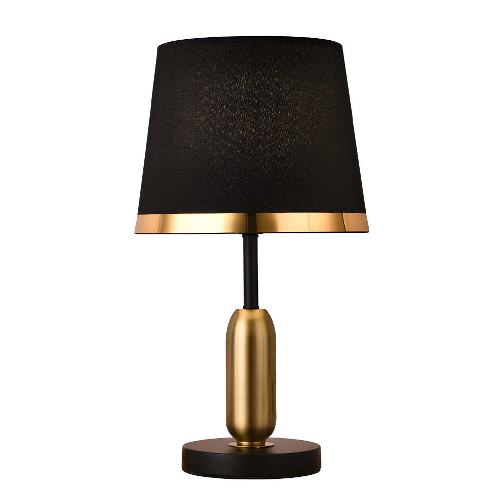 Vintage White/Black and Mid-Century Modern Brass Table Lamp-Lighom