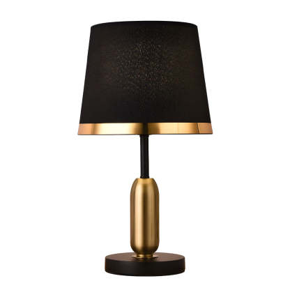 Vintage White/Black and Mid-Century Modern Brass Table Lamp-Lighom