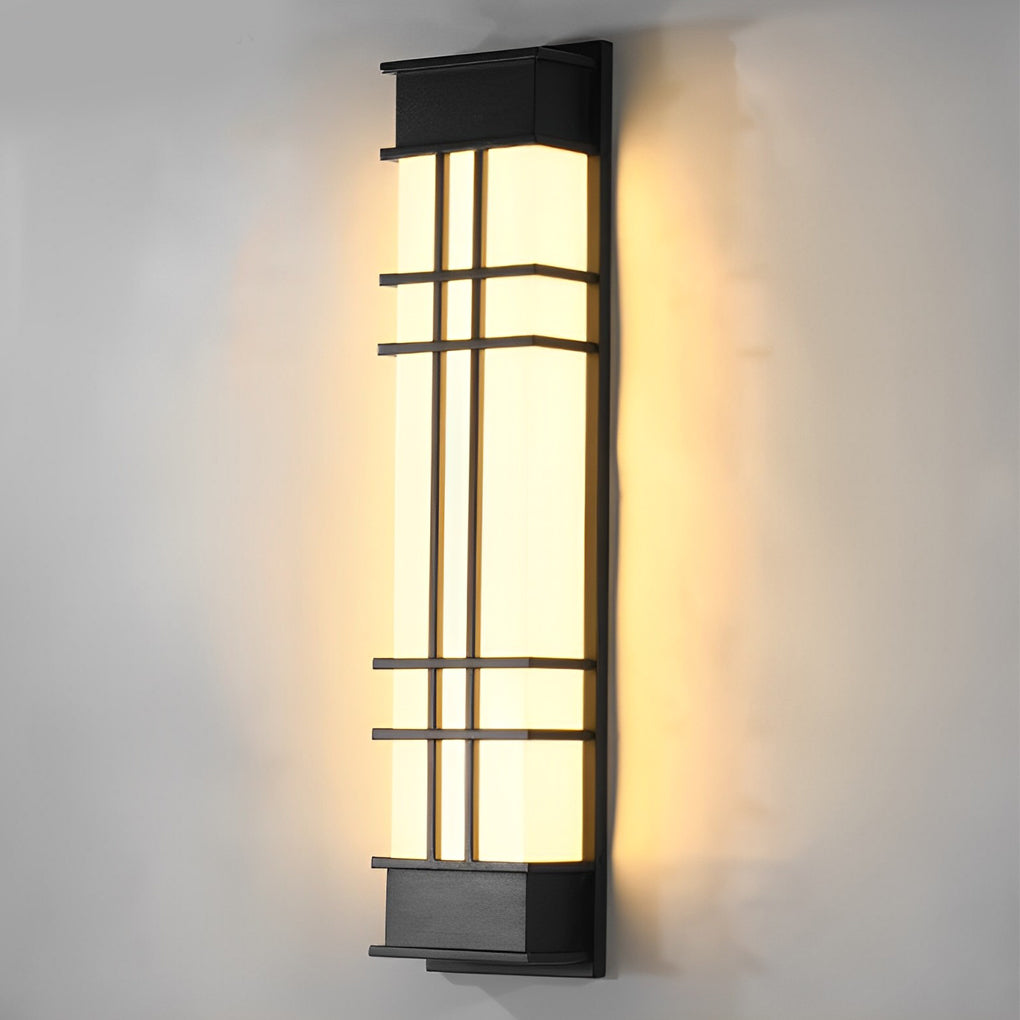 Retro Rectangular Waterproof LED Black Traditional Outdoor Wall Lamp-Lighom