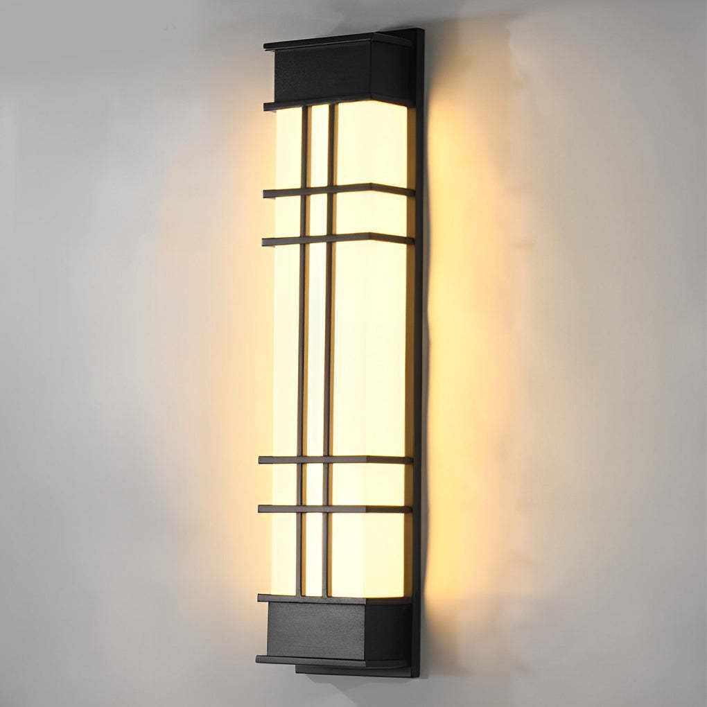 Retro Rectangular Waterproof LED Black Traditional Outdoor Wall Lamp-Lighom