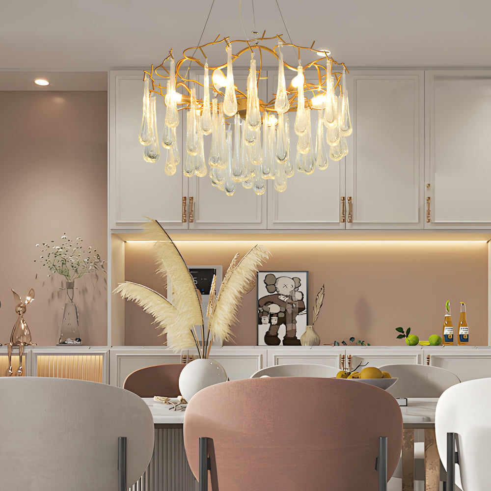 White crystal glass metal tree branch chandeliers - modern