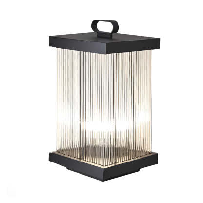 Square Portable Waterproof Striped Glass Black Solar Outdoor Lights-Lighom