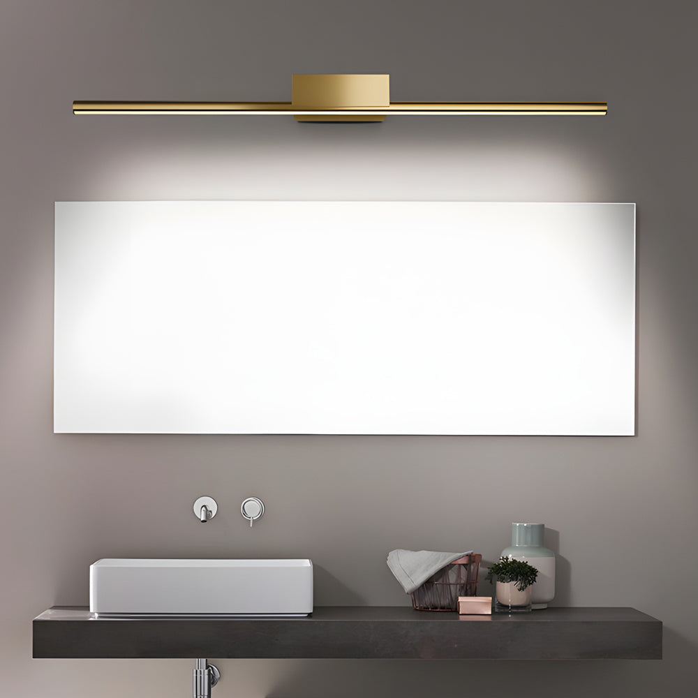 Brushed Brass Linear LED Slim Cylinder Vanity Light